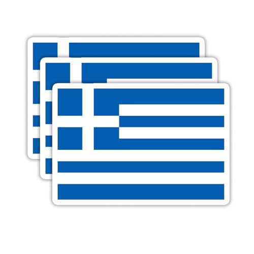 Image of (3PCS) Greece Flag stickers, Countries Flag Stickers - Waterproof Vinyl Decals For Laptops, Tumblers, Water Bottles, Books, Scrapbooks, Size 3 x 2 Inch