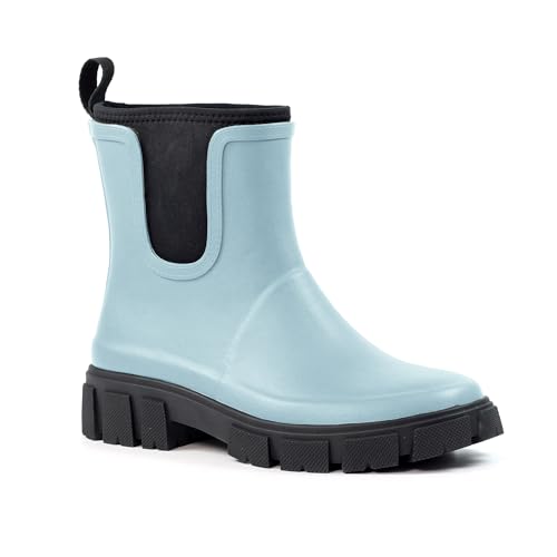 Wellington cheville bleu pâle femme imperméable et antidérapante