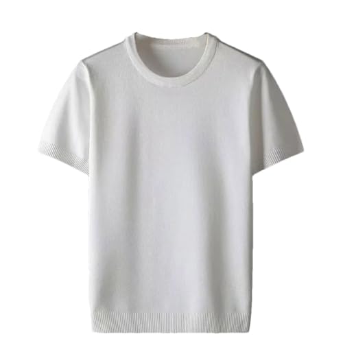Mens Short Sleeve Pullover Sweater O-Neck Breathable Thin Solid Color Knitting Pullover Tops