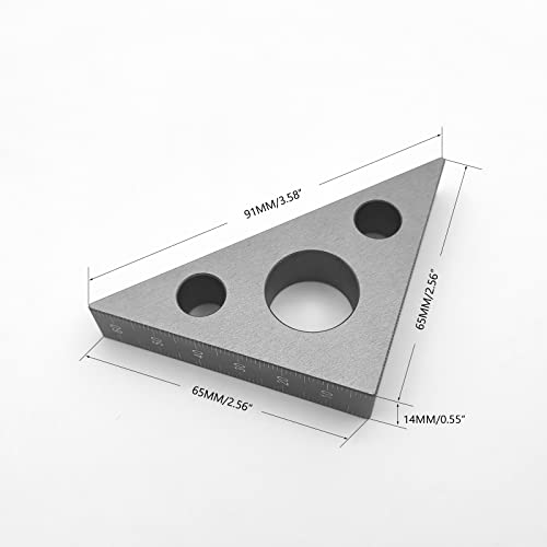 Right Angle Ruler, 45 n 90 Degree Small Aluminum Alloy Triangle Ruler with Both Imperial and Metric Scales Machinist Carpenter's Square Measuring Tool for DIY Woodworking Workshop Table and Miter Saw - Image 2