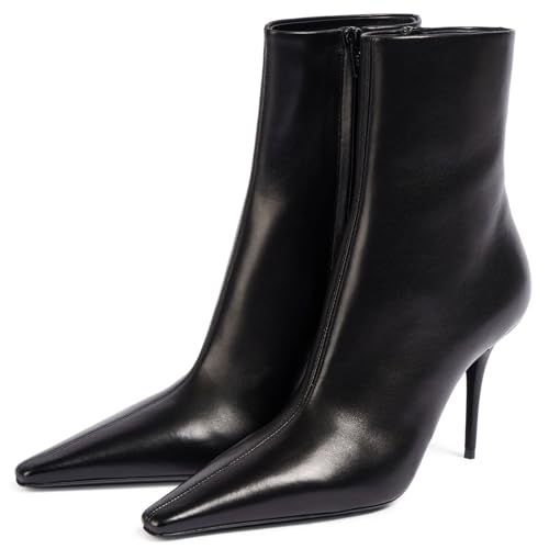 Women's High Heel Ankle Boots Sexy Pointed Toe Side Zipper Dressy Stiletto Heel Booties Fall Winter Work Wedding Heeled Booties for Women Black Size 7