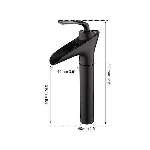 Grifo de lavabo alto cromado monomando con caño de cascada para baño moderno 3