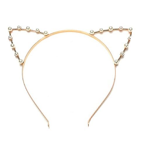 Coolrunner Crystal Cat Ears Faux Pearl Adult Hair Alloy Headband