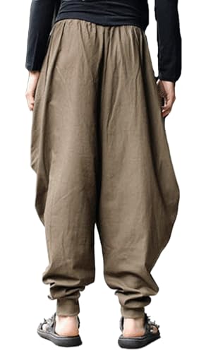 CLANMILUMS Men Women Harem Pants Elastic Drawstring Waist Loose Fit Hippie Boho Aladin Yoga Pants4