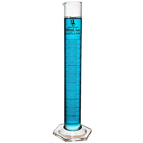 Crazy Clearance 100ml Graduated Cylinder, Borosilicate 3.3 Glass, Single Metric Scale, Class B, Karter Scientific 213I12 (Single) 🔥 Crazy Deals 100ml Graduated Cylinder, Borosilicate 3.3 Glass, Single Metric Scale, Class B, Karter Scientific 213I12 (Single)