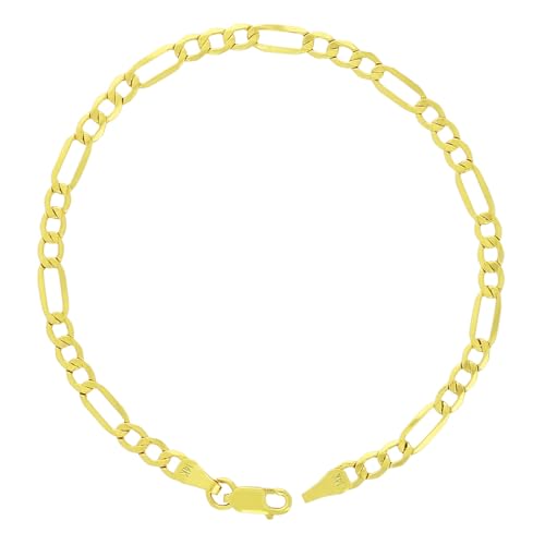 Nuragold 14k Real Yellow Gold Figaro Link 4.5mm Chain Bracelet (7"-9") Italian Jewelry for Men & Women2