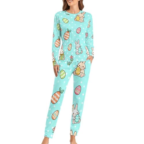 Image of Womens Pajamas Sets 2 Piece Long Sleeve Lounge Set Loose Pants Pj Sets Loungewear with Pockets