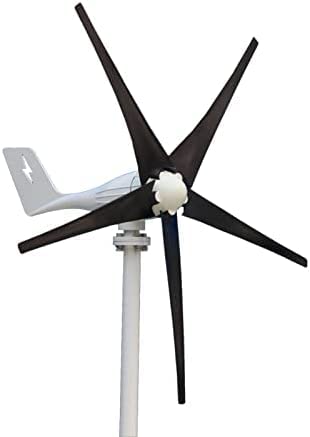 Negro 5000W Generador Eólico Horizontal 5 Palas 12/24/48V Generador de Aerogeneradores Molino de Viento Turbinas de energía Carga con Controlador,48v