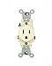 Leviton 5015-T 15 Amp, 125 Volt, Narrow Body Single Receptacle, Straight Blade, Commercial Grade, Grounding, Light Almond
