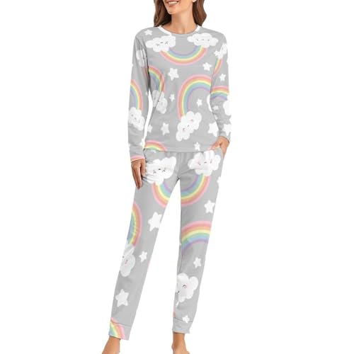 Pyjama femme manches longues et pantalon gris Étoiles de Nuages