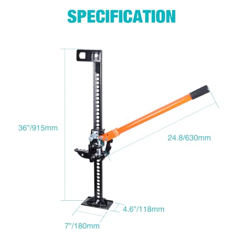 Image of Nilight Farm Jack 36 inch, Utility High Lift Ratcheting Off Road Jack | 7000 lbs /3 Ton Capacity