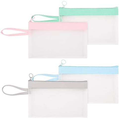 Phyxin Clear Pencil Case, 4 Pack Pencil Case Pouch with Zipper, Kids Pencil Pouch for School Office, Clear Makeup Pouch, Clear Bank Deposit Bags, 7.9" x 4.9" Multi-Purpose Pencil Bag Cover
