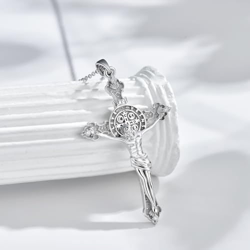 S925 Silver Infinity Cross for Women, 0.08 ct.tw Lab Grown Diamonds Cross Necklace 925 Sterling Silver for Women, for Birthday Christmas Baptism Ladies, 18+2 inch2