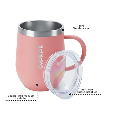 Image of BJPKPK 2 pcs Insulated Coffee Mug, 12 oz Stainless Steel Insulated Coffee Tumbler with Lid for Hot Drinks & Cold Drinks-Light Pink