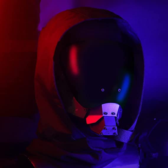 Cyberpunk Helm Maske, Techwear futuristische Masken, Halloween Balafara Maske, Mit abnehmbaren Anti-Fog Linsen Erweiterte