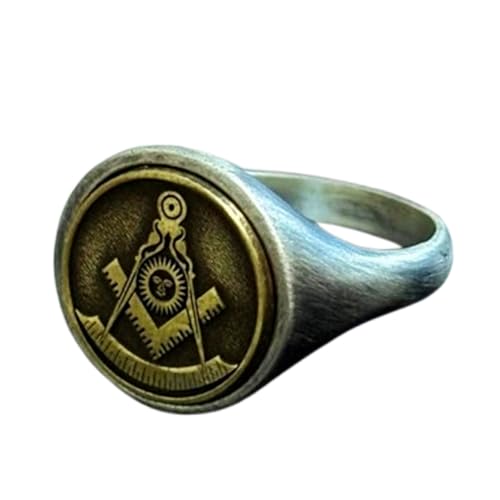 Bague franc-maçon en argent chevalière ronde 15x15mm taille US 5-12.5 LKDR_0778