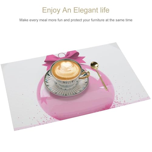 Set de table Noël rose en vinyle tissé durable de qualité premium