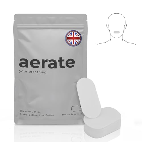 Aerate Mouth Tape for Sleeping - 31 Strips (White) - Dermatologically Tested Snoring Aid for Men & Women, Improves Nasal Breathing, 95% Cotton, Rayon-Free, Strong Yet Gentle Medical-Grade Adhesion