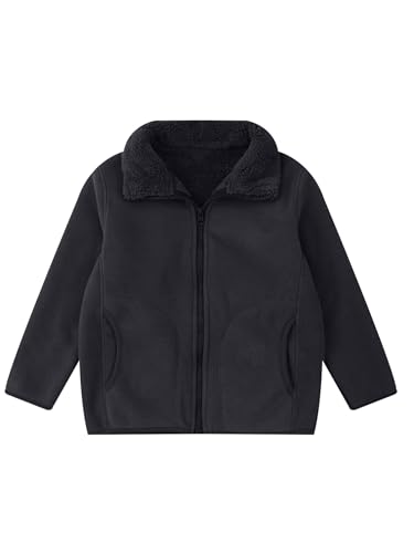 TiaoBug Kids Boys Girls' Sherpa Full Zip Sweatshirt Fall Winter Warm Coat Casual Long Sleeve Jacket for Daily Wear3