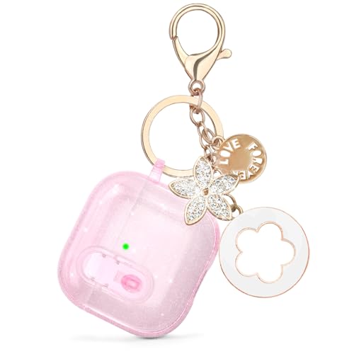 Image of (with Safety Lock) VISOOM 2025 Clear Cases for Airpods iPods 4 Case Cover Women, Bling Airpod iPod 4 Cases Soft 4th Gen Air Pods iPods Case with Keychain for Apple Headphones Airpods4 Generation-Pink