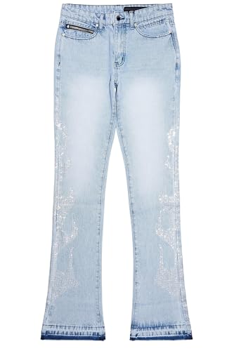 Men's Jian Rhinestone Stacked Flare Jean2
