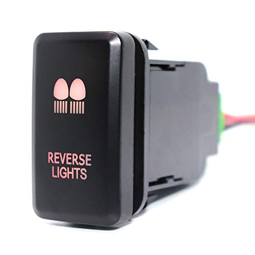 リバースライトプッシュボタンスイッチ12ボルト3Amp赤色LED ON OFFスイッチコネクター付きトヨタプラドランドクルーザーハイラックスFJクルーザー