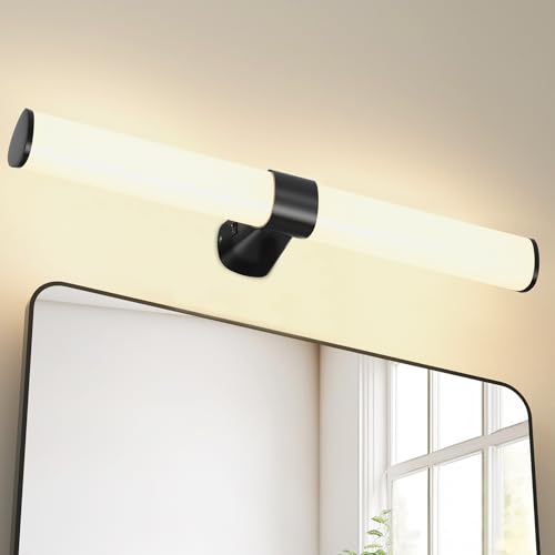 PRINCEWAY 15W Lampe Applique Murale LED pour au dessus Miroir de Salle de Bain, 60CM Noir Mat Lampe, 1500Lm Non Dimmable, Étanche IP44, Éclairage Blanc Chaud...