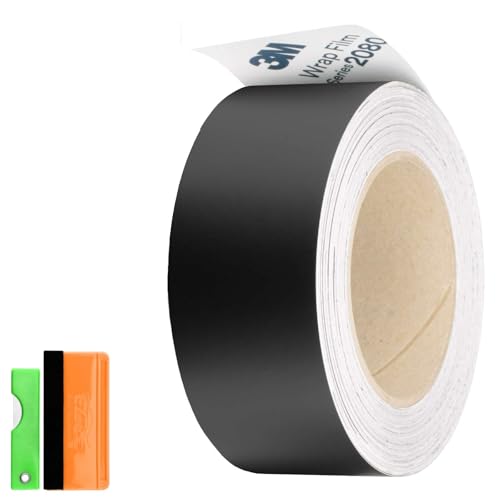 2 inchesx55 Feet Matte Black 3M 2080 Vinyl Wrap Kit for Black Out Chrome Delete Window Trim Door Trim with Tool Kit