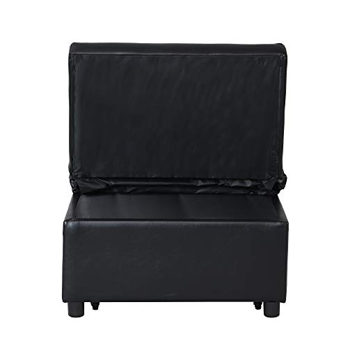 AUKUYEE Sofa 4 in 1 Sleeper Convertible Chair Multi-Function Guest, Folding Bed, Storage Ottoman, Black