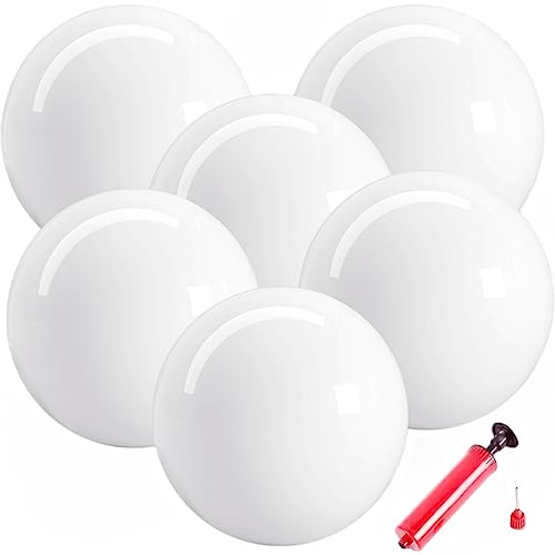 GCQJOQ 6 Pcs White Playground Balls for Kids 9 Inch Inflatable Bouncy Balls for Party DIY Beach School Playground Kickballs