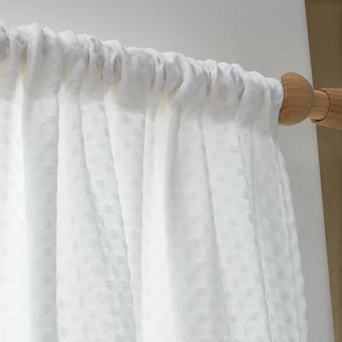 Pineapple Elephant Muscat Waffle 140x229cm Slot Top Voile Curtain Panel White, W 55.1" x L 90.2" (1 Panels) - Image 3