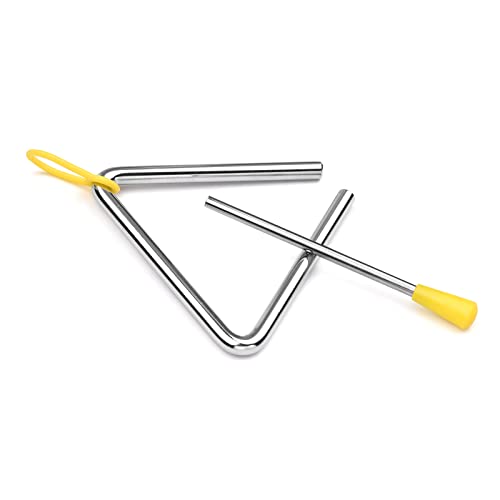 HXYIG 4 Inch Triangle Bell Triangolo with Metal Mallet Idiophone Steel Percussion Toddle Rhythm Learning Early Education Musical Instrument Hand Percussion Triangle with