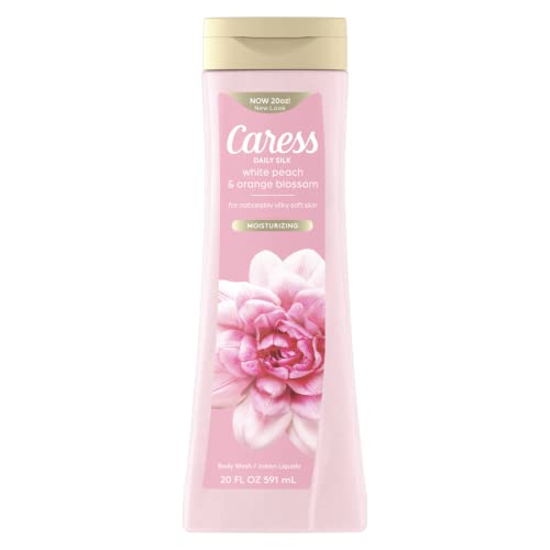 Image of Caress Body Wash With Silk Extract For Noticeably Silky, Soft Skin Daily Silk Body Soap With White Peach & Orange Blossom 20 fl oz