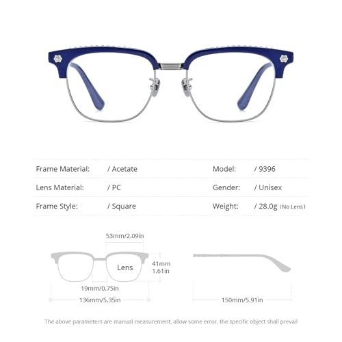 Image of HEPIDEM Acetate Glasses Frame Men Women Square Eyeglasses Optical Spectacles 9395