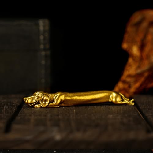 Estatua de Brass Sólido Dachshund Retro miniatura 1