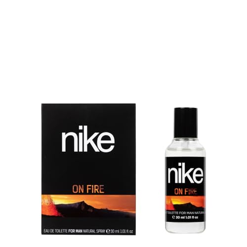 NIKE - On Fire, Eau de Cologne pour homme, 30 ml, format voyage, Parfum homme, Eau de toilette naturelle et masculine, Arôme boisé oriental, Parfum frais, sensuel et longue durée