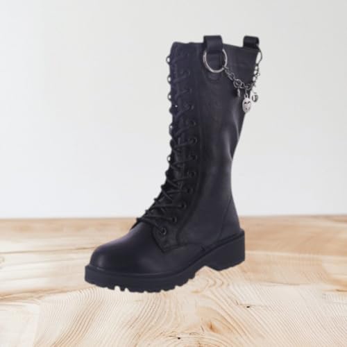 Forever Link Kids Girls Knee high lace up boots With side zipper3