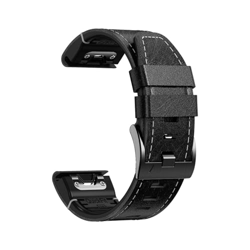 [PLYYQZM] 22/26mm VRU[Xgbv Bɍ Gar min Fenix 8 7 7X Pro 47mm 51mm/6 6X Pro Epix pANZT[ Xgoh ȒPtɓKp(Silicone Leather