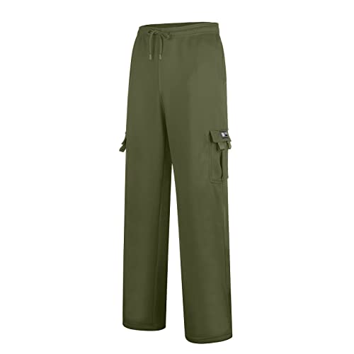Calça cargo masculina com bolsos, calça de moletom masculina pesada de lã cargo calça esportiva de c