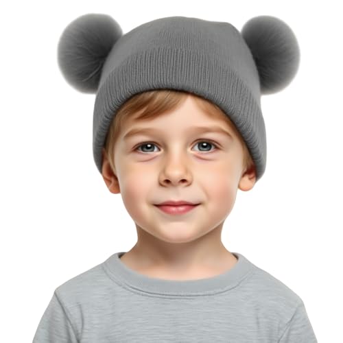 Double Pom Pom Winter Warm Knitted Beanie: Soft Knit Skull Caps with Detachable Pom Pom for Girls & Boys3