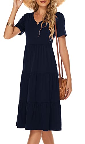 Image of Berydress Women's Casual Summer Tiered Midi Dress 2026 V Neck Boho Sundress