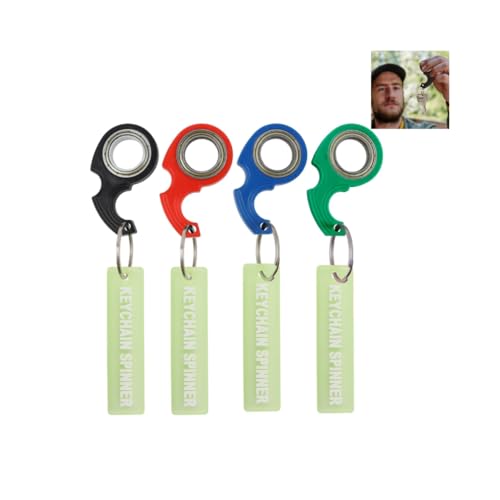 Ceeyoll 4 Stück Spinning Keychain Schlüssel Spinner Spielzeug Leuchtende Streifendekoration Schlüsselanhänger Ring Spielzeug für Fingertraining Geeignet Kinder und Erwachsene Fingerspitze Schlüsselanh