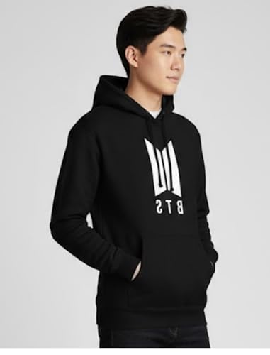 Image of Unisex Fleece Hoodies with Pockets Hooded Neck Full Sleeves Regular Fit BTS Printed Theme and Standard Length