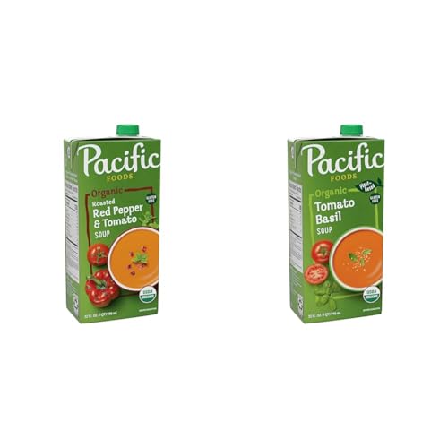 Pacific Foods Organic Soup 2 Red Pepper and Tomato 32z + 2 Tomato Basil 32z Gluten Free and Vegetarian (Bundle of 4) image 2