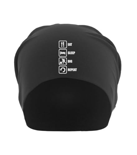 Bonnet souple unisexe coton noir Eat Sleep Dig Repeat léger