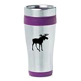 16 oz Insulated Stainless Steel Travel Mug Moose (Purple)