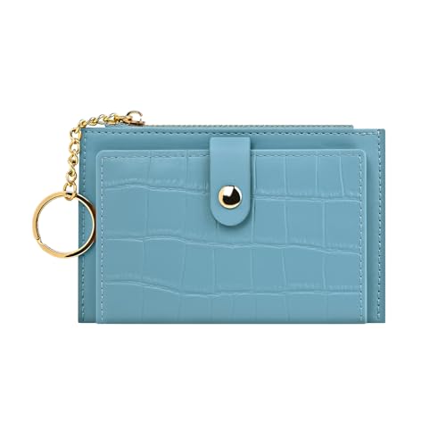 Small Wallets Woman, Cute Slim Wallet Women, Coin Business Credit Card Holder with Zipper Pocket for Key Money (Blue)