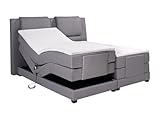 Vente-unique - Ensemble Complet boxspring tête de lit + sommiers Relaxation électrique + Matelas + surmatelas - 2 x 90 x 200 cm - Tissu - Gris Clair - Castel II de Palacio