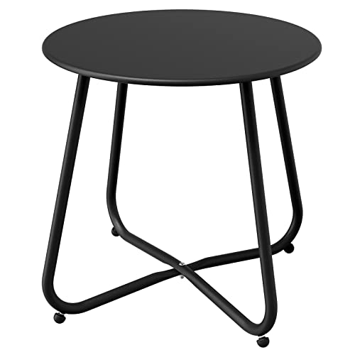 Grand patio Outdoor Side Table Small Table Round End Table Garden Table Lightweight Snack Table for Outdoor Garden Hallway Bedroom Living Room Terrace
