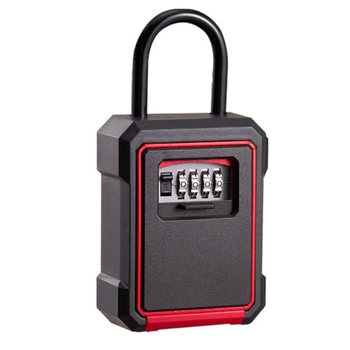 JSFYJZYZ Caja de Llaves Seguridad con Contraseña de 4 Dígitos y Fácil Instalación Armario para Llaves para El Hogar y La Oficina(Red)